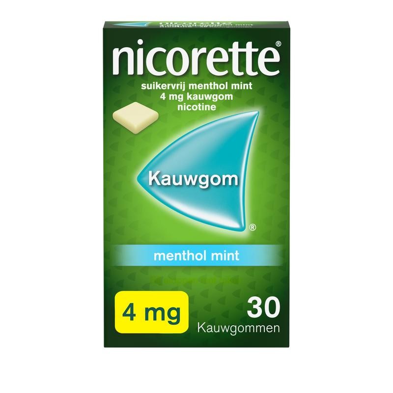 NICORETTE SUIKERVRIJ MENTHOL MINT KAUWGOM 4MG 30ST