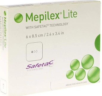 MEPILEX LITE E DUN ABSORB SCHUIMV SIL  6X 8,5CM ST 5ST