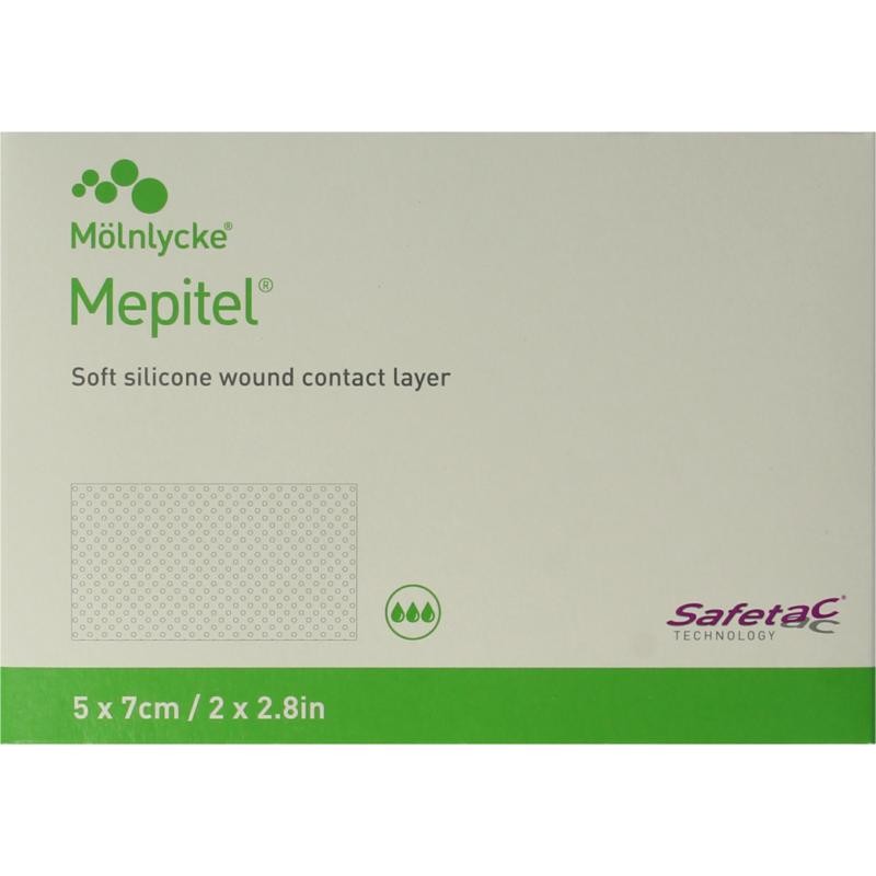 MEPITEL ONE WONDCONTACTLAAG SILICONEN  5X 7CM STER 5ST