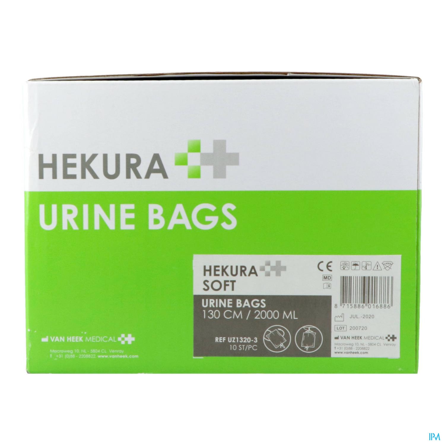 HEKURA SOFT URINEZAK 2L+SLANG 130CM HEFBOOMKRAAN 10ST