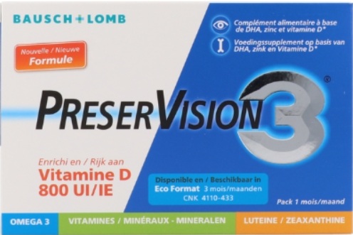 PRESERVISION 3 + VITAMINE D SOFT GEL CAPSULE 60ST