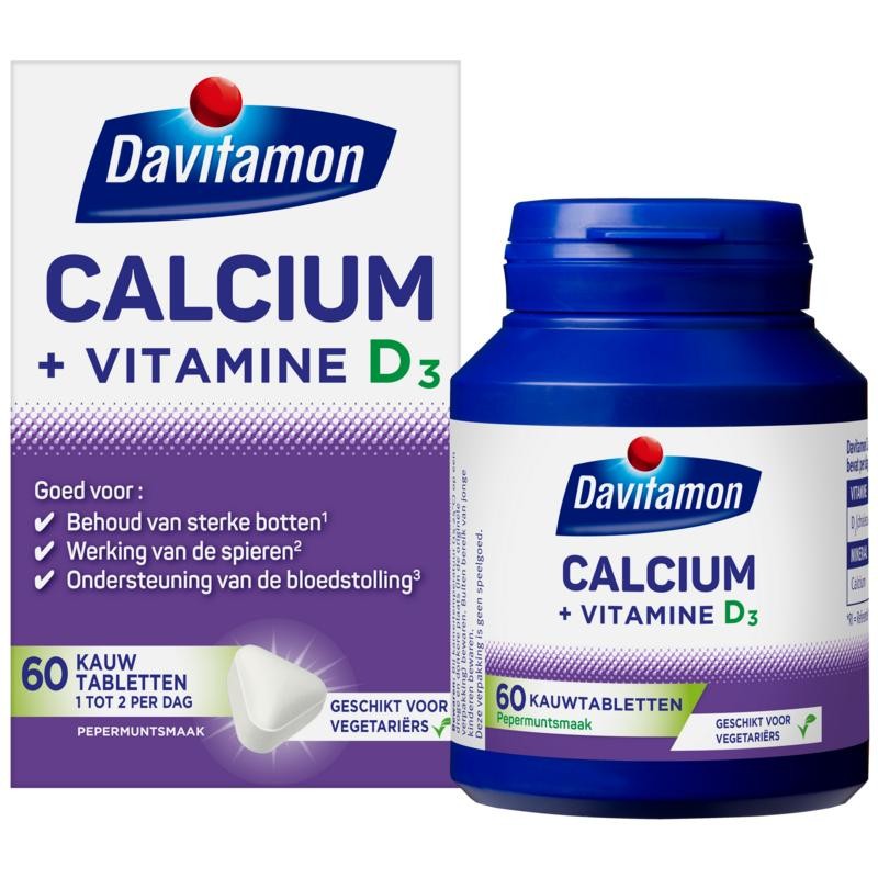 DAVITAMON CALCIUM KAUWTABLET +VIT D MINT 60ST