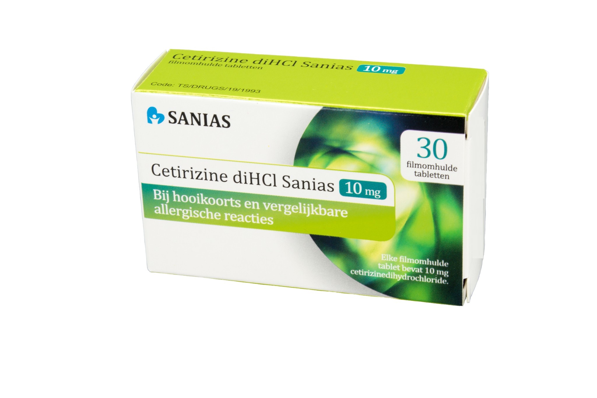 CETIRIZINE DIHCL SANIAS TABLETFILMOMHULD 10MG 30ST